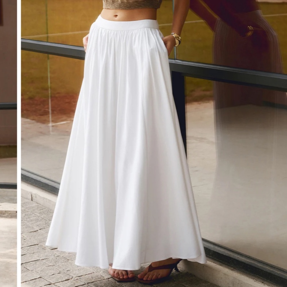 NWT COMMENSE: Linen Pleated Maxi Skirt